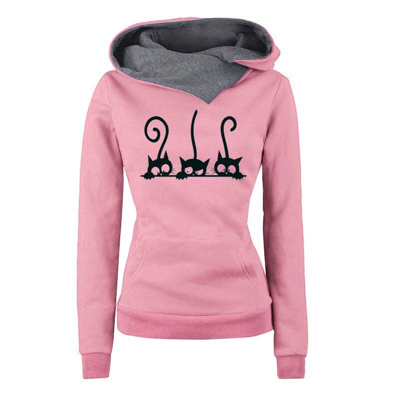Hoodies Women Autumn Winter Fashion Cat Prined Long Sleeve Oversized Pullovers Sweatshirt Vintage Warm Hooded Tops Ropa Mujer Hoodies Women Autumn Winter Fashion Cat Prined Long Sleeve Oversized Pullovers Sweatshirt Vintage Warm Hooded Tops Ropa Mujer