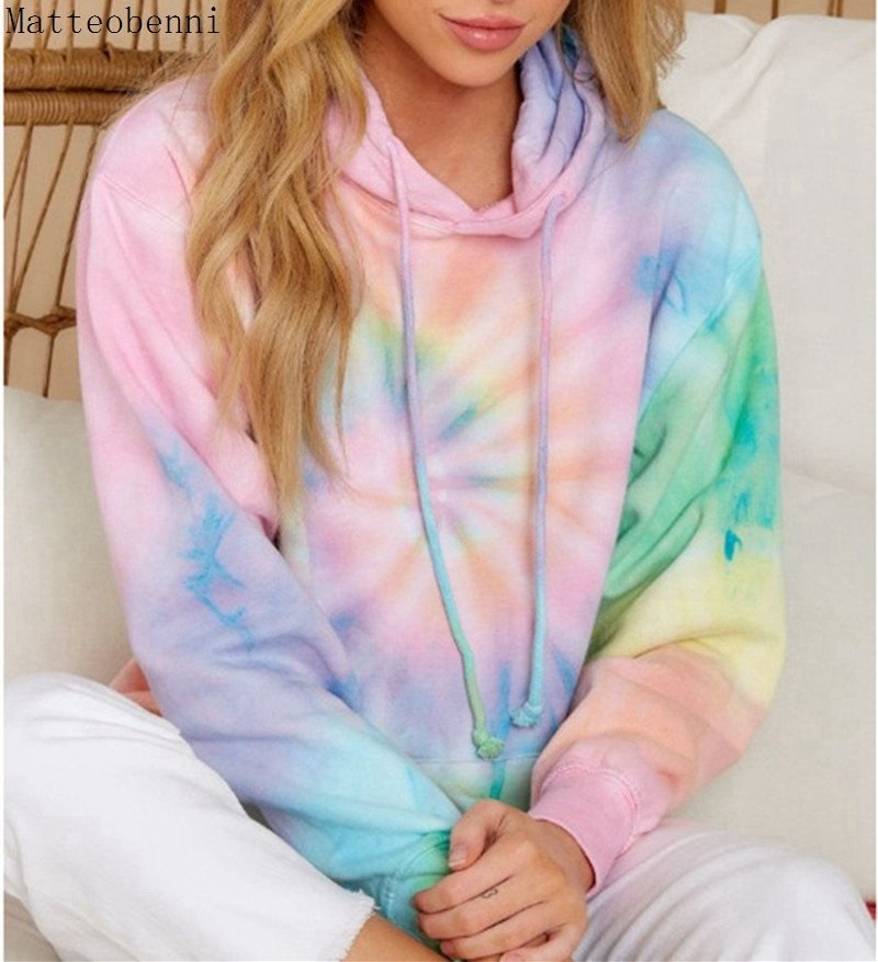Women Tie Dye Hoodie Sweatshirts Autumn Long Sleeve 2020 Oversize Ladies Pullovers Casual Loose Pocket Hooded Shirt Streetwear Women Tie Dye Hoodie Sweatshirts Autumn Long Sleeve 2020 Oversize Ladies Pullovers Casual Loose Pocket Hooded Shirt Streetwear