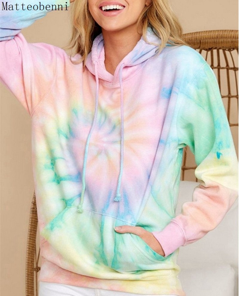 Women Tie Dye Hoodie Sweatshirts Autumn Long Sleeve 2020 Oversize Ladies Pullovers Casual Loose Pocket Hooded Shirt Streetwear Women Tie Dye Hoodie Sweatshirts Autumn Long Sleeve 2020 Oversize Ladies Pullovers Casual Loose Pocket Hooded Shirt Streetwear