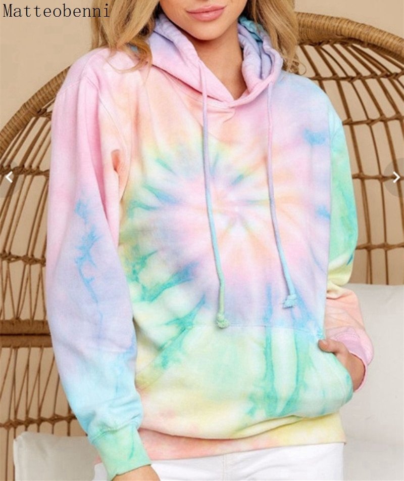 Women Tie Dye Hoodie Sweatshirts Autumn Long Sleeve 2020 Oversize Ladies Pullovers Casual Loose Pocket Hooded Shirt Streetwear Women Tie Dye Hoodie Sweatshirts Autumn Long Sleeve 2020 Oversize Ladies Pullovers Casual Loose Pocket Hooded Shirt Streetwear