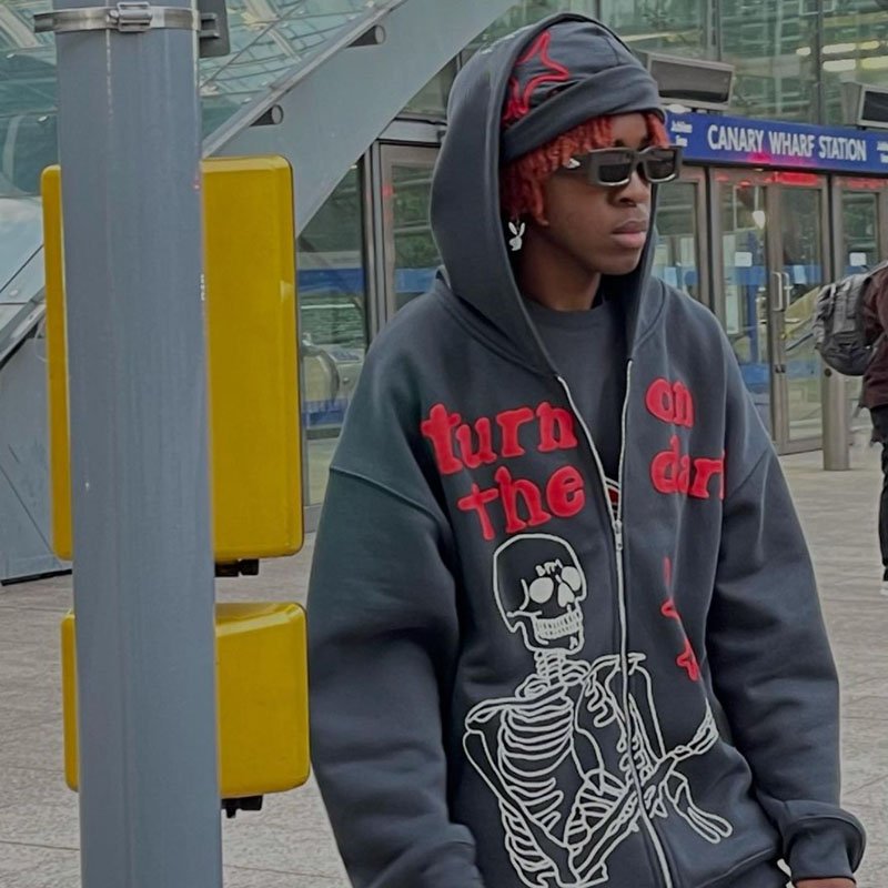 Street fashion hoodie men South Korea Harajuku zipper graffiti cartoon print jacket pullover y2k oversized sweatshirt women