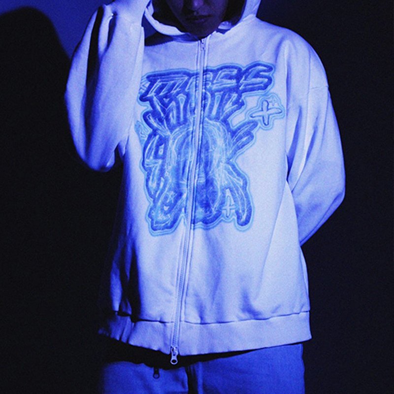 Street fashion hoodie men South Korea Harajuku zipper graffiti cartoon print jacket pullover y2k oversized sweatshirt women