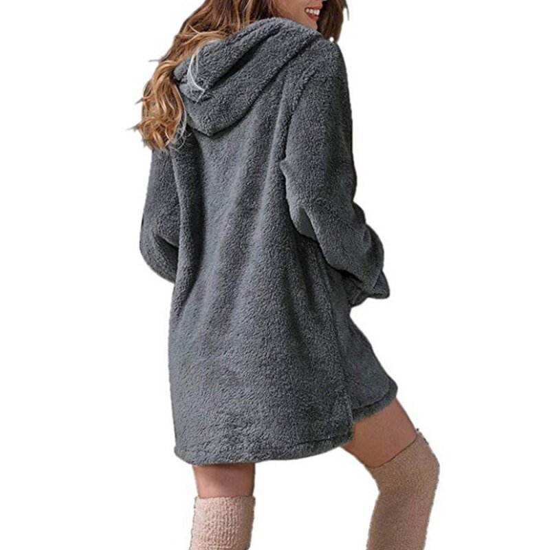 Women Long Sleeve Plush Hoodies Lady Autumn Winter Warm Solid Fluffy Hoody Flannel Pullover Pajama Loose Hooded Sweatshirts Top Women Long Sleeve Plush Hoodies Lady Autumn Winter Warm Solid Fluffy Hoody Flannel Pullover Pajama Loose Hooded Sweatshirts Top