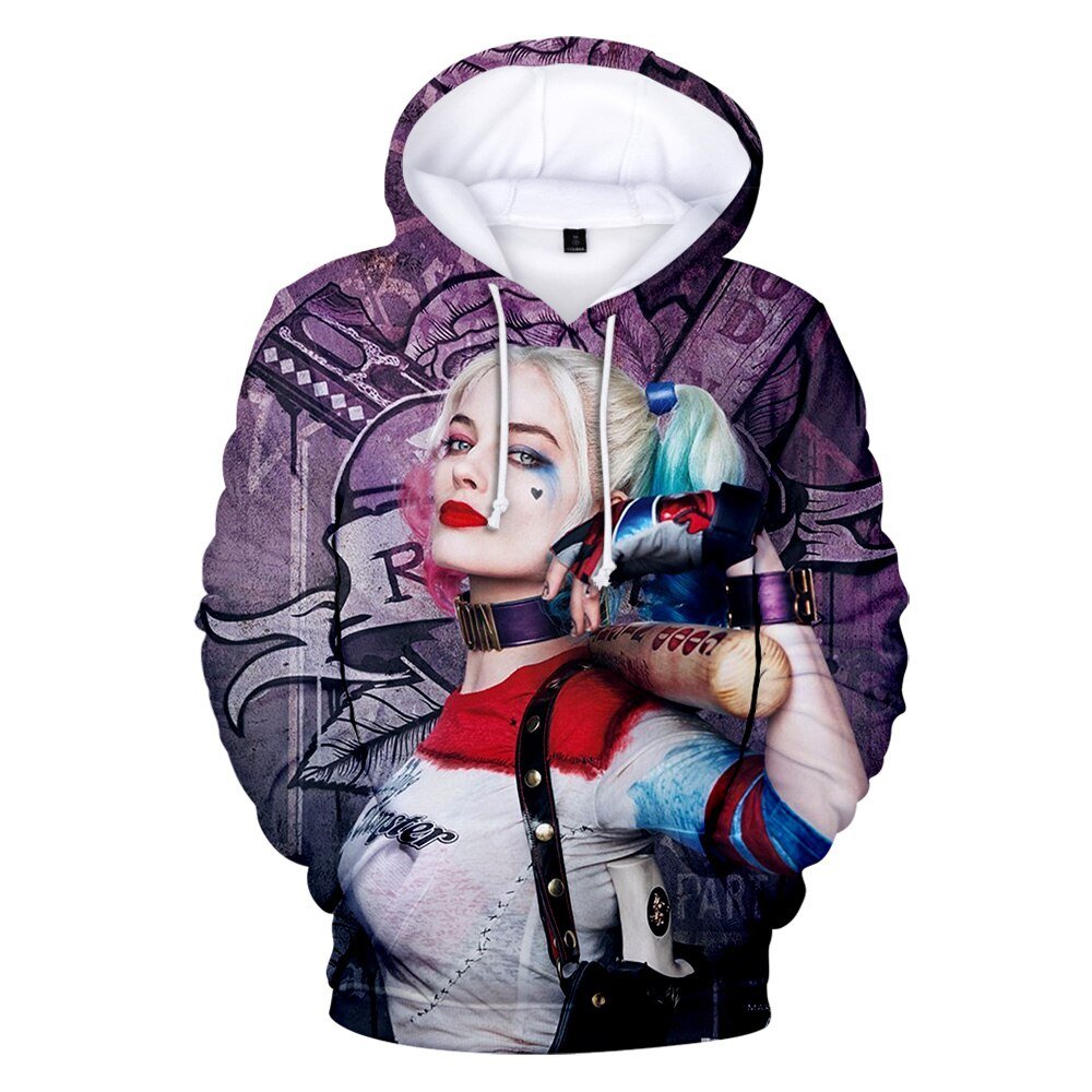 2021 New 3D Movie Joker Men/Womens Hoodie Jared Leto and Maegot Robbie hoodies Sweatshirt coat Hip Hop Loose Pullovers
