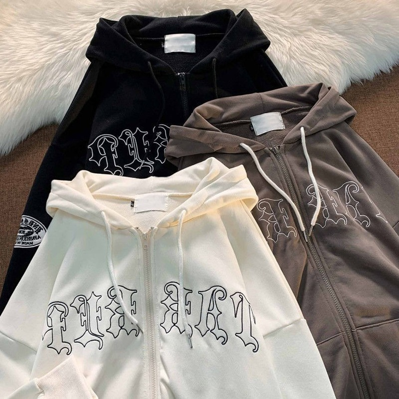 Street casual hooded cardigan solid color embroidered sweatshirt y2k plus size sports women's summer hot selling casual clothes Street casual hooded cardigan solid color embroidered sweatshirt y2k plus size sports women's summer hot selling casual clothes