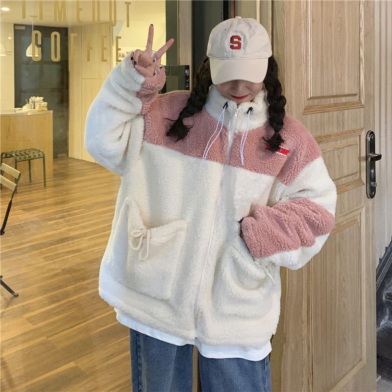 Women's Hoodies Thick Fleece New Autumn Oversized Hoodies Female Zip Up Winter Girls Loose Long Sleeve Casual Sweatshirt Tops