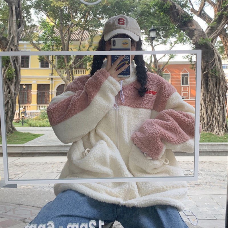 Women's Hoodies Thick Fleece New Autumn Oversized Hoodies Female Zip Up Winter Girls Loose Long Sleeve Casual Sweatshirt Tops