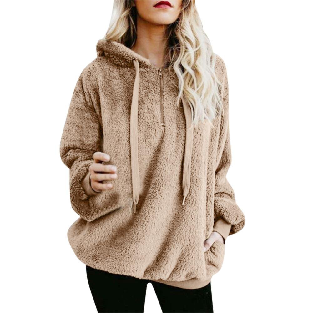 Autumn Winter Long Sleeve Plush Hoodies Women Warm Solid Fluffy Hoodies Flannel Pullover Loose Hooded Sweatshirts Tops Autumn Winter Long Sleeve Plush Hoodies Women Warm Solid Fluffy Hoodies Flannel Pullover Loose Hooded Sweatshirts Tops