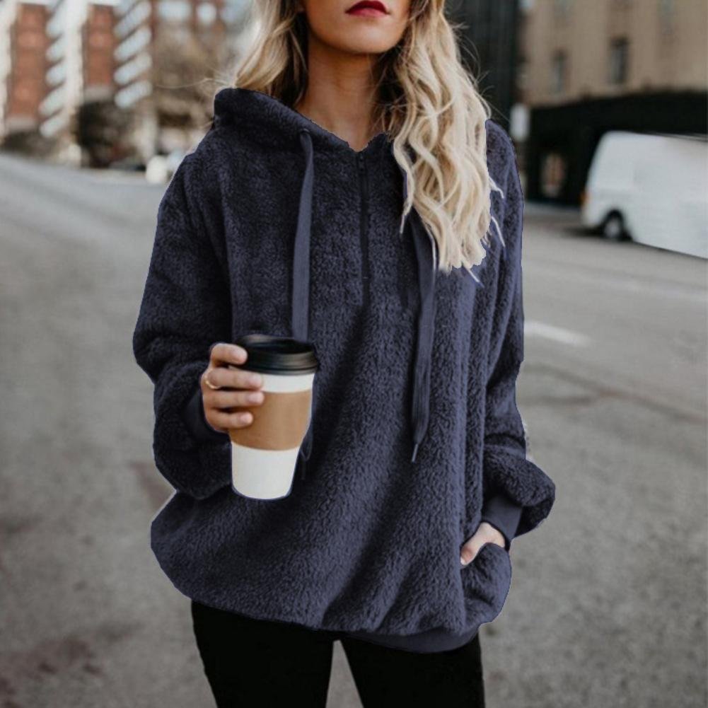 Autumn Winter Long Sleeve Plush Hoodies Women Warm Solid Fluffy Hoodies Flannel Pullover Loose Hooded Sweatshirts Tops Autumn Winter Long Sleeve Plush Hoodies Women Warm Solid Fluffy Hoodies Flannel Pullover Loose Hooded Sweatshirts Tops
