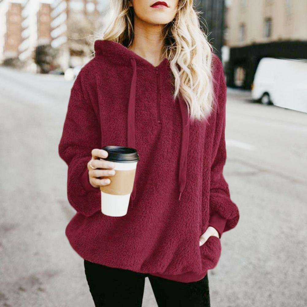 Autumn Winter Long Sleeve Plush Hoodies Women Warm Solid Fluffy Hoodies Flannel Pullover Loose Hooded Sweatshirts Tops Autumn Winter Long Sleeve Plush Hoodies Women Warm Solid Fluffy Hoodies Flannel Pullover Loose Hooded Sweatshirts Tops