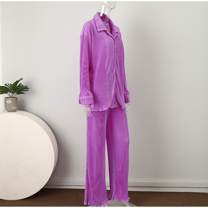 Sexy Solid Suit Two Pieces Outfits Office Lady Long Sleeve Lapel Jacket Coat Suits 2022 Women Casual Wide Leg Trousers Set