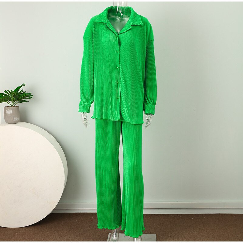 Sexy Solid Suit Two Pieces Outfits Office Lady Long Sleeve Lapel Jacket Coat Suits 2022 Women Casual Wide Leg Trousers Set