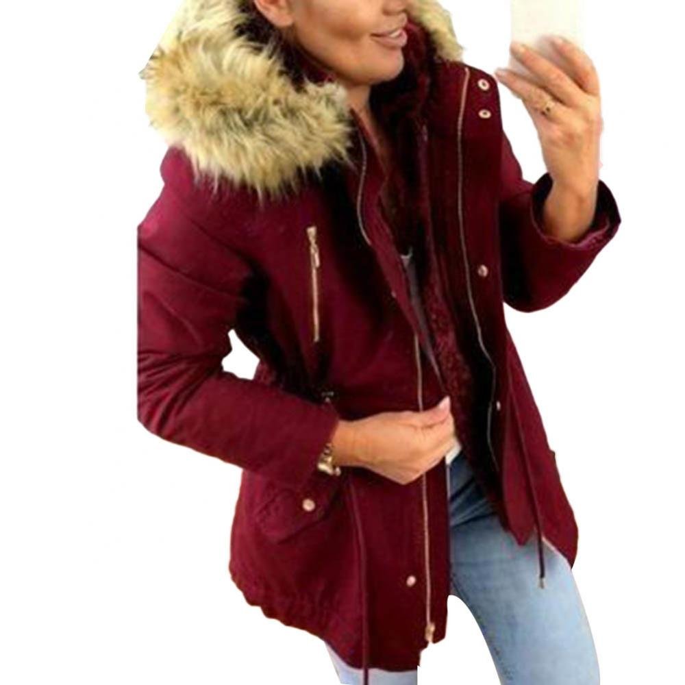 Casual Women Solid Color Parka Jacket Outwear Faux Fur Collar Hooded Coat Winter Thickening Jacket Female Warm Windproof Casual Women Solid Color Parka Jacket Outwear Faux Fur Collar Hooded Coat Winter Thickening Jacket Female Warm Windproof