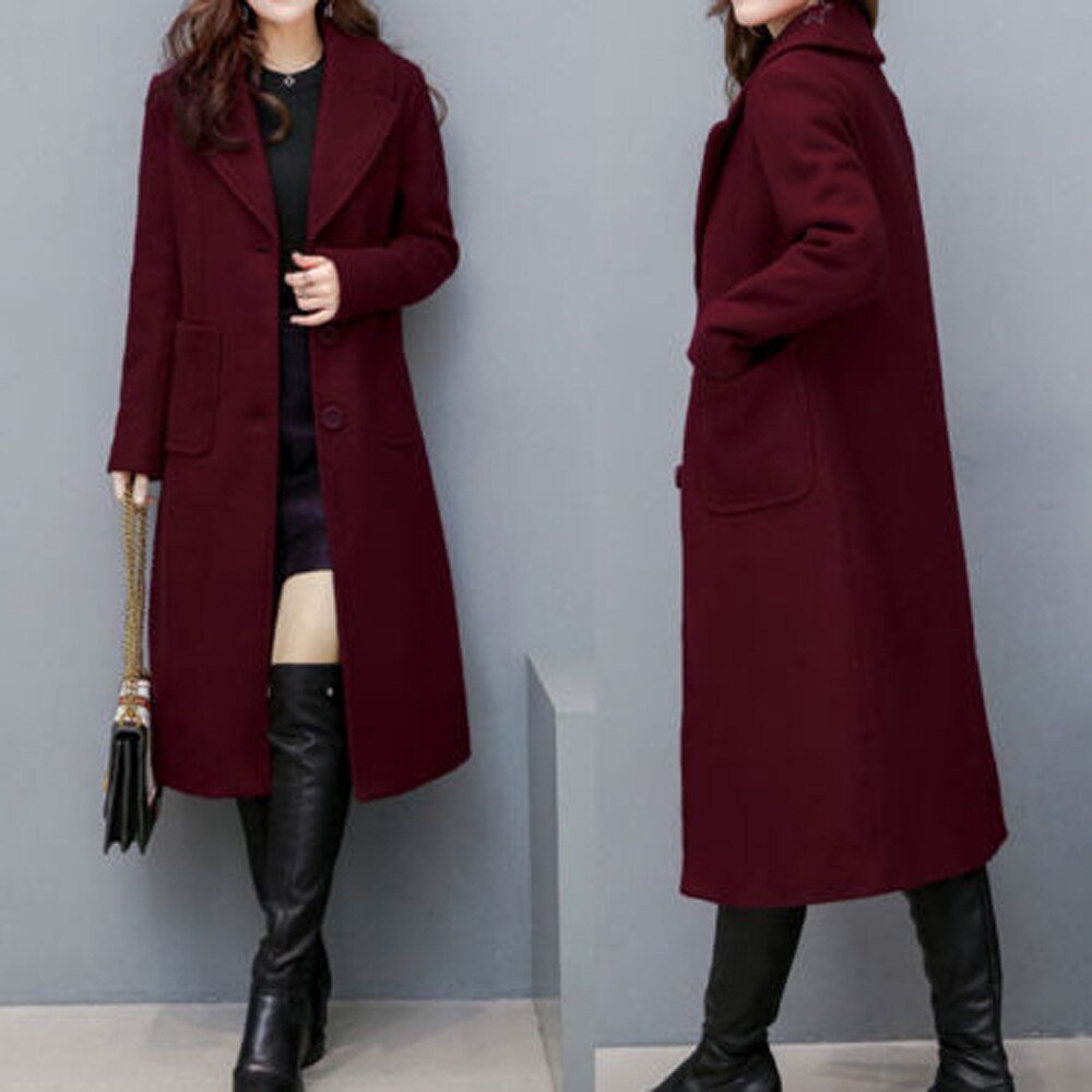 Women Vintage Women Woolen Coat Winter Over-Knee Lapel Thick Long Overcoat Slim Warm Jacket Parka Women's Outwear Plus Size 4Xl Women Vintage Women Woolen Coat Winter Over-Knee Lapel Thick Long Overcoat Slim Warm Jacket Parka Women's Outwear Plus Size 4Xl