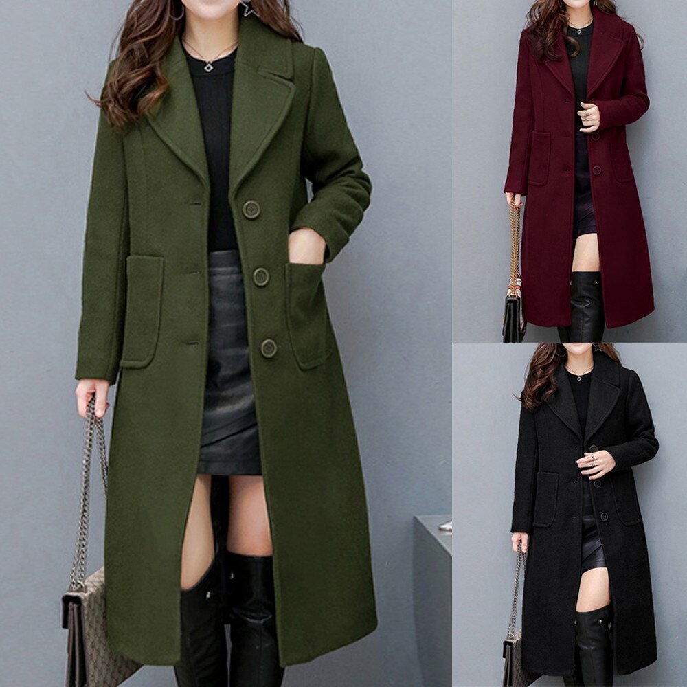 Women Vintage Women Woolen Coat Winter Over-Knee Lapel Thick Long Overcoat Slim Warm Jacket Parka Women's Outwear Plus Size 4Xl Women Vintage Women Woolen Coat Winter Over-Knee Lapel Thick Long Overcoat Slim Warm Jacket Parka Women's Outwear Plus Size 4Xl