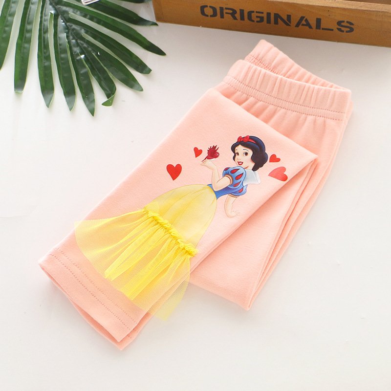 Girls Leggings Cartoon Elsa Trousers Fille Kids Cashmere In Autumn and Winter Pants Girls Print Cartoon Pattern Trousers