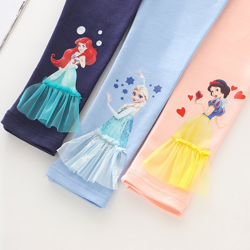 Girls Leggings Cartoon Elsa Trousers Fille Kids Cashmere In Autumn and Winter Pants Girls Print Cartoon Pattern Trousers