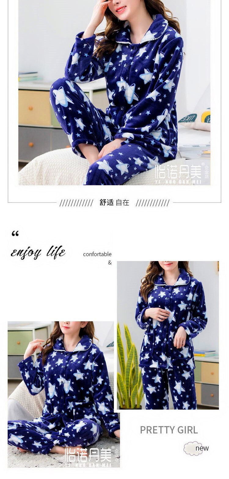 dot print Warm Pajamas Women Winter Flannel Pajama Sets For Female set Thick Korean Style Lovely Cartoon 2 Piece Tops+Pants dot print Warm Pajamas Women Winter Flannel Pajama Sets For Female set Thick Korean Style Lovely Cartoon 2 Piece Tops+Pants