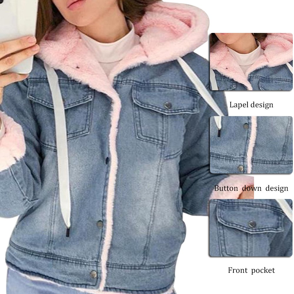 2020 New Women Denim Jacket with Fur Winter Jeans Warm Hooded Velvet Jacket Femme Fur Collar Padded Coats Windbreake 2020 New Women Denim Jacket with Fur Winter Jeans Warm Hooded Velvet Jacket Femme Fur Collar Padded Coats Windbreake