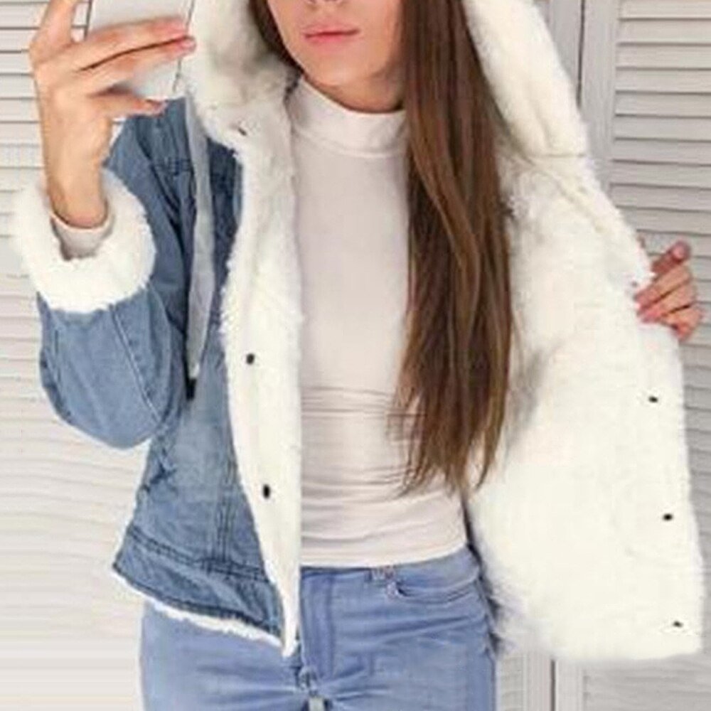2020 New Women Denim Jacket with Fur Winter Jeans Warm Hooded Velvet Jacket Femme Fur Collar Padded Coats Windbreake 2020 New Women Denim Jacket with Fur Winter Jeans Warm Hooded Velvet Jacket Femme Fur Collar Padded Coats Windbreake