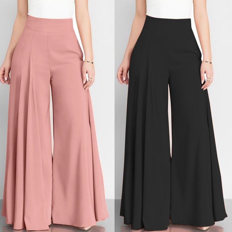 Women Elegant High Waist Wide Leg Pants ZANZEA 2022 Spring Vintage Flare Trousers Casual Solid Zipper Pantalon Female Palazzo Women Elegant High Waist Wide Leg Pants ZANZEA 2022 Spring Vintage Flare Trousers Casual Solid Zipper Pantalon Female Palazzo