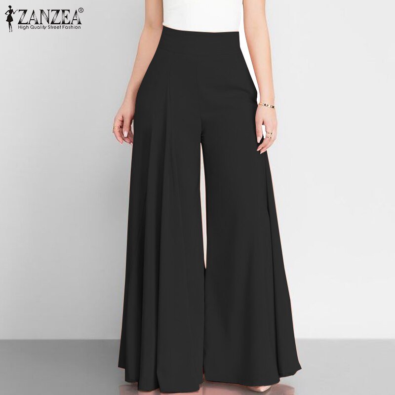 Women Elegant High Waist Wide Leg Pants ZANZEA 2022 Spring Vintage Flare Trousers Casual Solid Zipper Pantalon Female Palazzo Women Elegant High Waist Wide Leg Pants ZANZEA 2022 Spring Vintage Flare Trousers Casual Solid Zipper Pantalon Female Palazzo