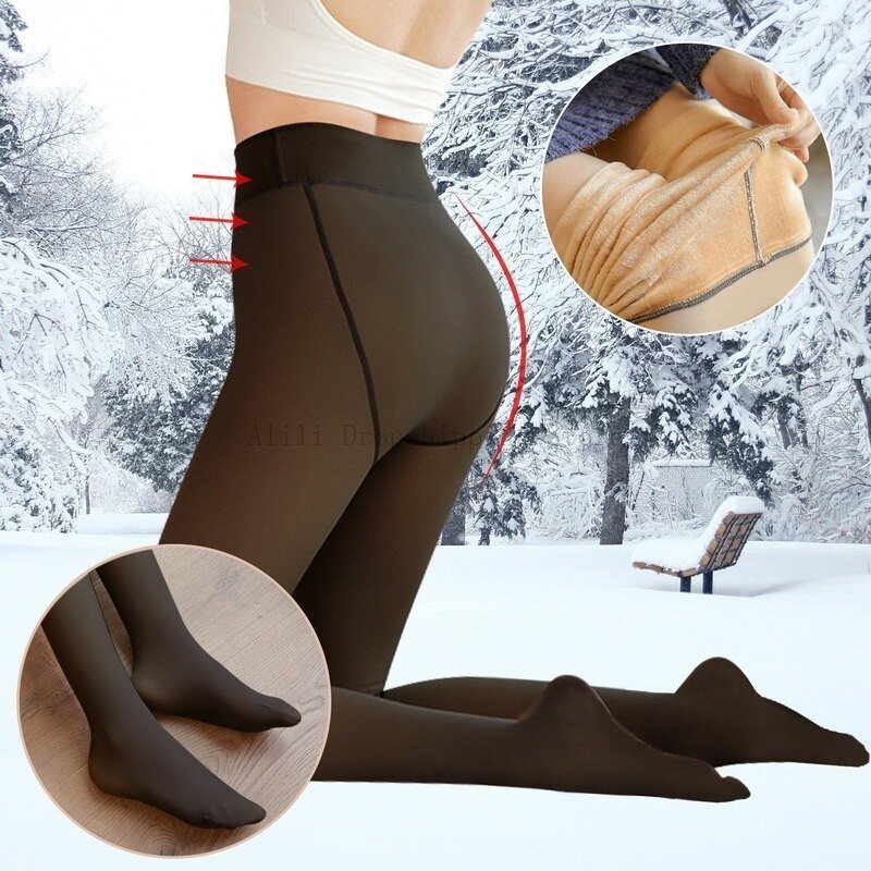 Fleece Panty Warm Winter Tights Thermal Stockings for Women's Fleece Lined Tights Transparent Fake Stockings Thermo Pantyhose Fleece Panty Warm Winter Tights Thermal Stockings for Women's Fleece Lined Tights Transparent Fake Stockings Thermo Pantyhose