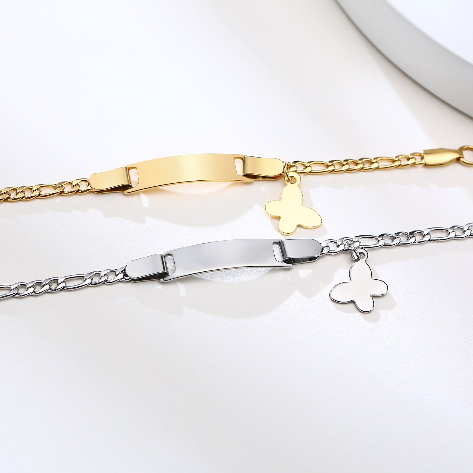 Personalized Butterfly Newborn Baby Bracelet Name Customized Figaro Chain Link Wristbands for Gilrs Boy Children Gifts Personalized Butterfly Newborn Baby Bracelet Name Customized Figaro Chain Link Wristbands for Gilrs Boy Children Gifts