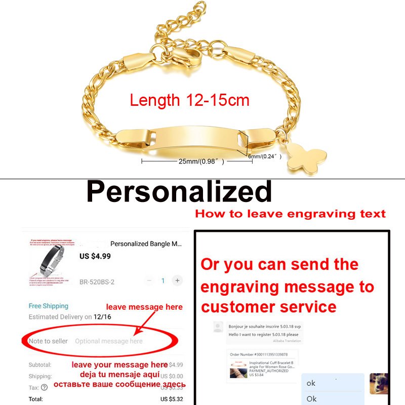 Personalized Butterfly Newborn Baby Bracelet Name Customized Figaro Chain Link Wristbands for Gilrs Boy Children Gifts Personalized Butterfly Newborn Baby Bracelet Name Customized Figaro Chain Link Wristbands for Gilrs Boy Children Gifts