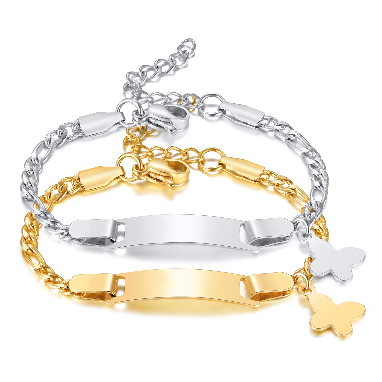 Personalized Butterfly Newborn Baby Bracelet Name Customized Figaro Chain Link Wristbands for Gilrs Boy Children Gifts Personalized Butterfly Newborn Baby Bracelet Name Customized Figaro Chain Link Wristbands for Gilrs Boy Children Gifts