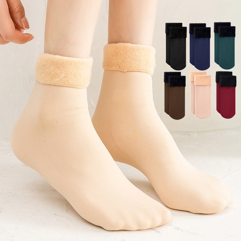6Pairs/Lot Winter Warm Solid Women Socks Thicken Thermal Socks Wool Cashmere Black Skin Seamless Snow Sock Velvet Unisex Socks 6Pairs/Lot Winter Warm Solid Women Socks Thicken Thermal Socks Wool Cashmere Black Skin Seamless Snow Sock Velvet Unisex Socks
