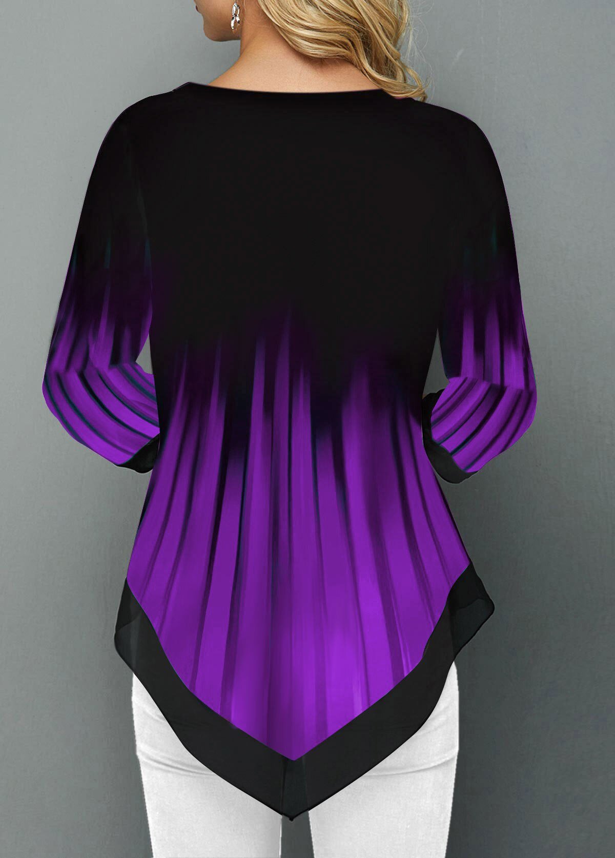 Spring Summer 3/4 Sleeve Print T-Shirts Irregular Women Clothing Fashion Casual Loose Pullover Tee Shirt Ladie Plus Tunic Tops