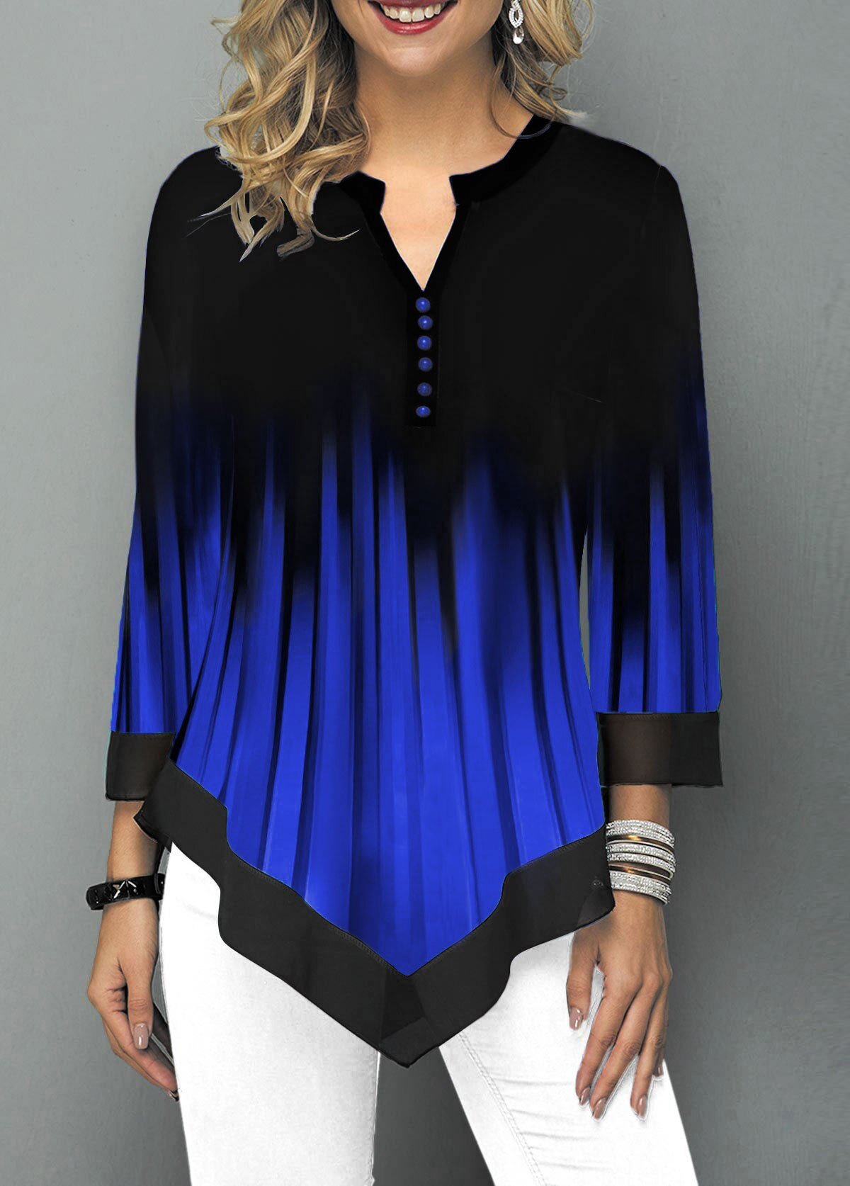 Spring Summer 3/4 Sleeve Print T-Shirts Irregular Women Clothing Fashion Casual Loose Pullover Tee Shirt Ladie Plus Tunic Tops