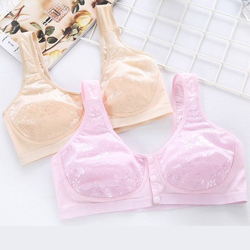 36~46 Summer Women Front Button Bra without padding Plus Size bras Mother's Cotton Wireless Underwear Large Bralette 5121 36~46 Summer Women Front Button Bra without padding Plus Size bras Mother's Cotton Wireless Underwear Large Bralette 5121