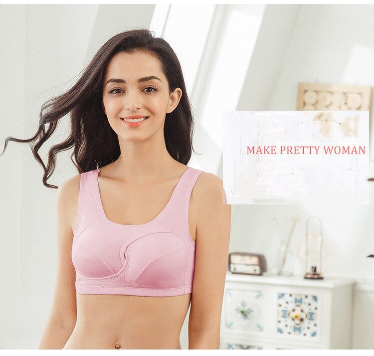 Fan Sweet Breathable Seamless Cotton Bra No Rims Women's Underwear Shockproof Gathers Bralette Comfortable Sleeping Brassiere