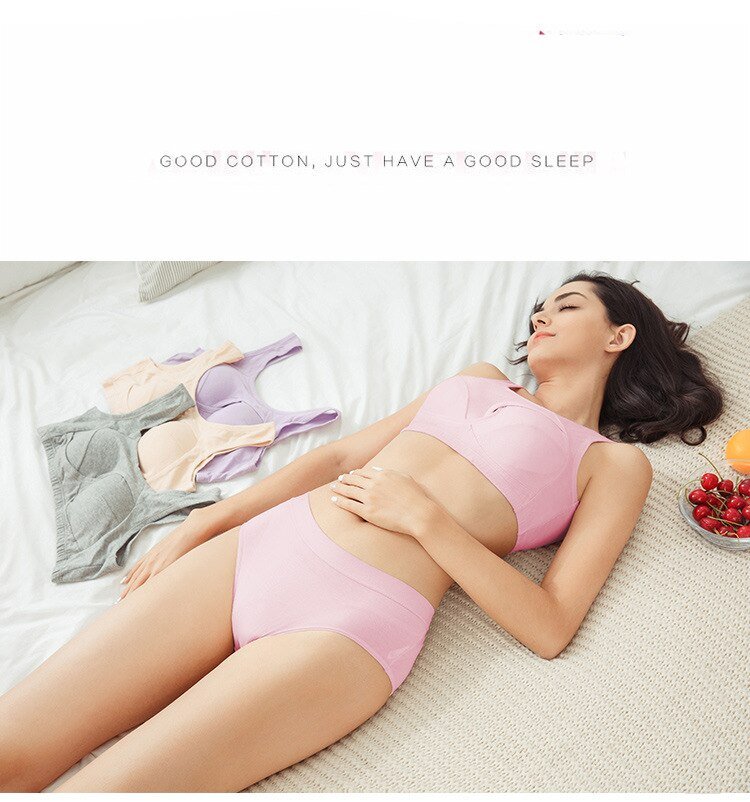 Fan Sweet Breathable Seamless Cotton Bra No Rims Women's Underwear Shockproof Gathers Bralette Comfortable Sleeping Brassiere