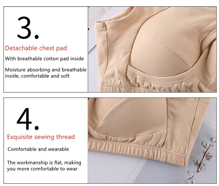 Fan Sweet Breathable Seamless Cotton Bra No Rims Women's Underwear Shockproof Gathers Bralette Comfortable Sleeping Brassiere