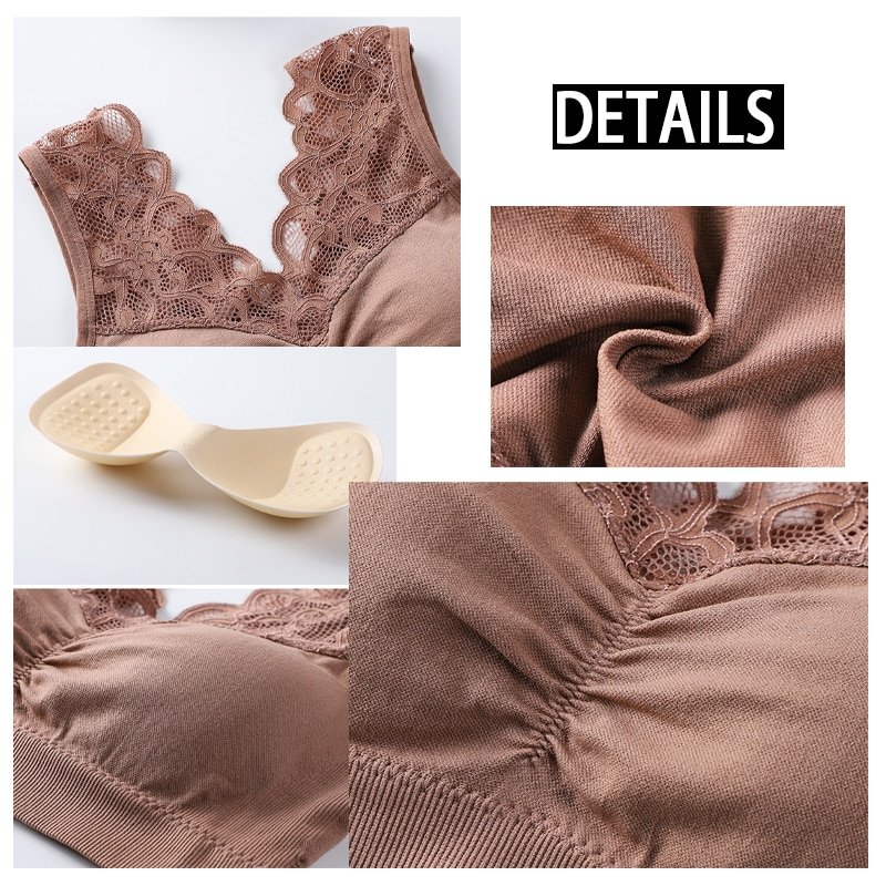 Bras For Women Underwear Plus Size Bra M L XL XXL Brassiere Wireless Bralette Push Up BH Sexy Lace Bra With Pad Vest Top Bras For Women Underwear Plus Size Bra M L XL XXL Brassiere Wireless Bralette Push Up BH Sexy Lace Bra With Pad Vest Top