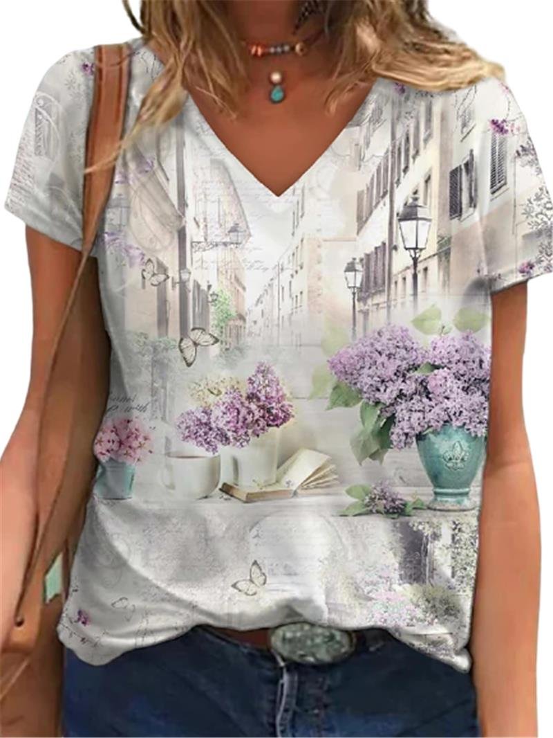 Women Fashion T-Shirts Summer Short Sleeve Casual Tops Butterfly High Street Tee 5XL Plus Size Women Clothing Loose T-Shirt
