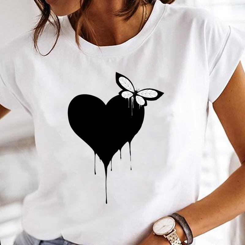 Women Print Clothes Watercolor New Lovely Female Tops Tee Tshirt Fashion Print Cartoon O-neck Ladies Graphic T-Shirt