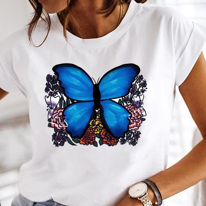 Women Print Clothes Watercolor New Lovely Female Tops Tee Tshirt Fashion Print Cartoon O-neck Ladies Graphic T-Shirt