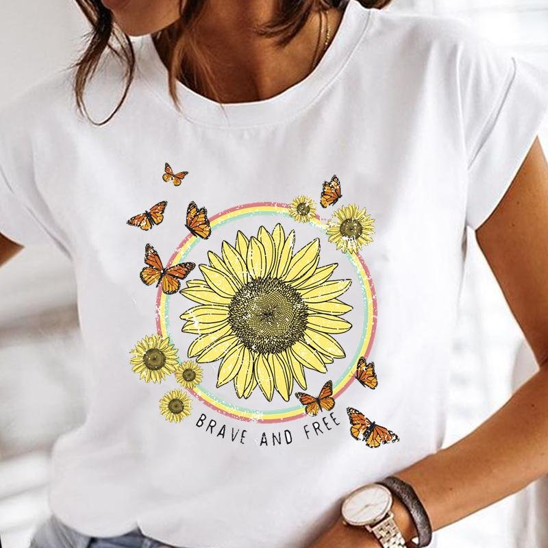 Women Print Clothes Watercolor New Lovely Female Tops Tee Tshirt Fashion Print Cartoon O-neck Ladies Graphic T-Shirt