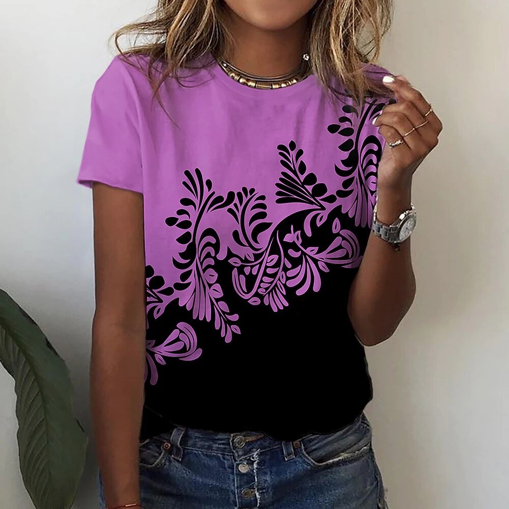 2022 Women's Fashion Abstract Painting T Shirt Graphic Geometric Print V Neck Plus Size Basic Tops Casual Blue / 3D Print Shirt