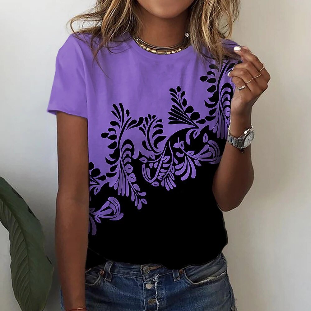 2022 Women's Fashion Abstract Painting T Shirt Graphic Geometric Print V Neck Plus Size Basic Tops Casual Blue / 3D Print Shirt