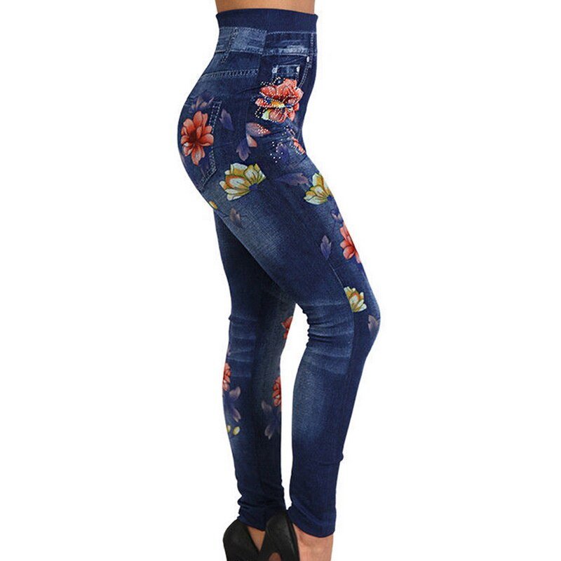 JODIMITTY Fashion Slim Women Leggings Floral Print Pencil Faux Denim Jeans Leggings Casual Women Clothing Plus Size Pencil Pants JODIMITTY Fashion Slim Women Leggings Floral Print Pencil Faux Denim Jeans Leggings Casual Women Clothing Plus Size Pencil Pants