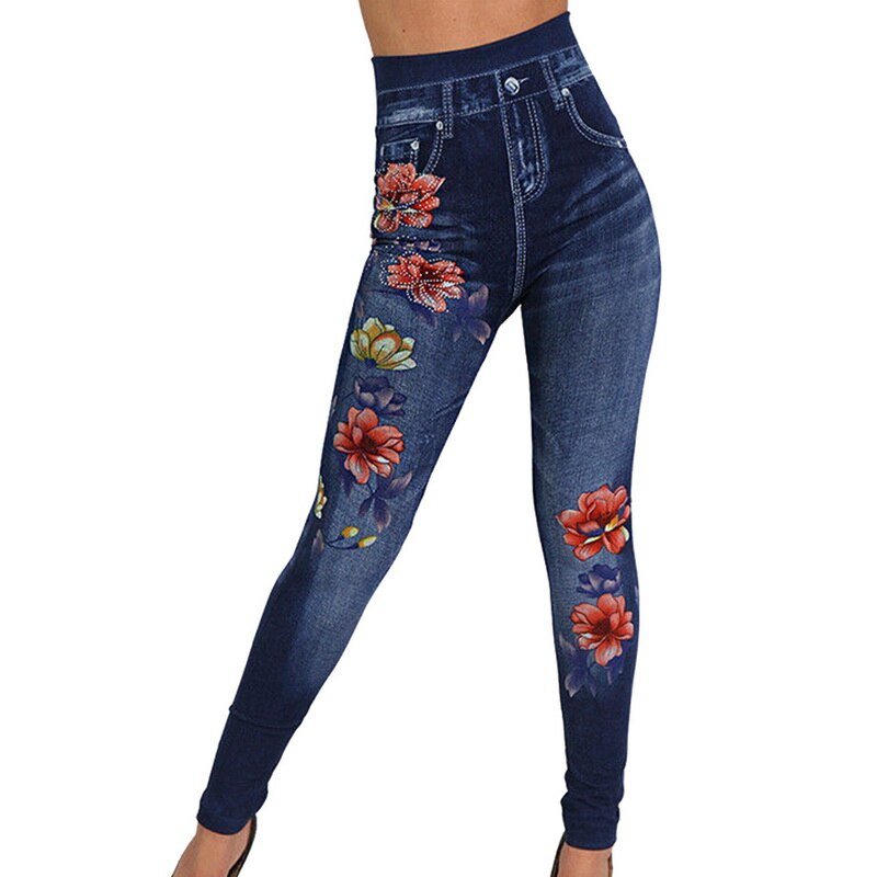 JODIMITTY Fashion Slim Women Leggings Floral Print Pencil Faux Denim Jeans Leggings Casual Women Clothing Plus Size Pencil Pants JODIMITTY Fashion Slim Women Leggings Floral Print Pencil Faux Denim Jeans Leggings Casual Women Clothing Plus Size Pencil Pants