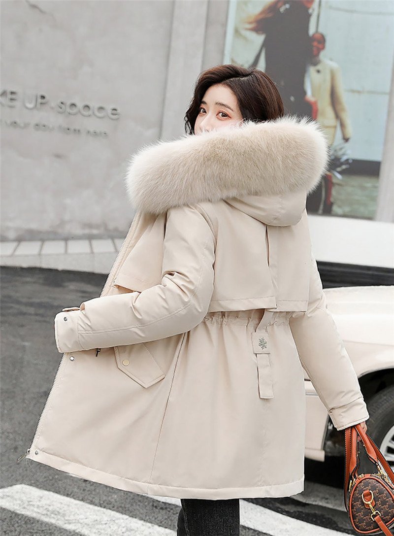 2022 New Winter Jacket Women Parka Fashion Long Coat Wool Liner Hooded Parkas Slim With Fur Collar Warm Snow Wear Padded Clothes