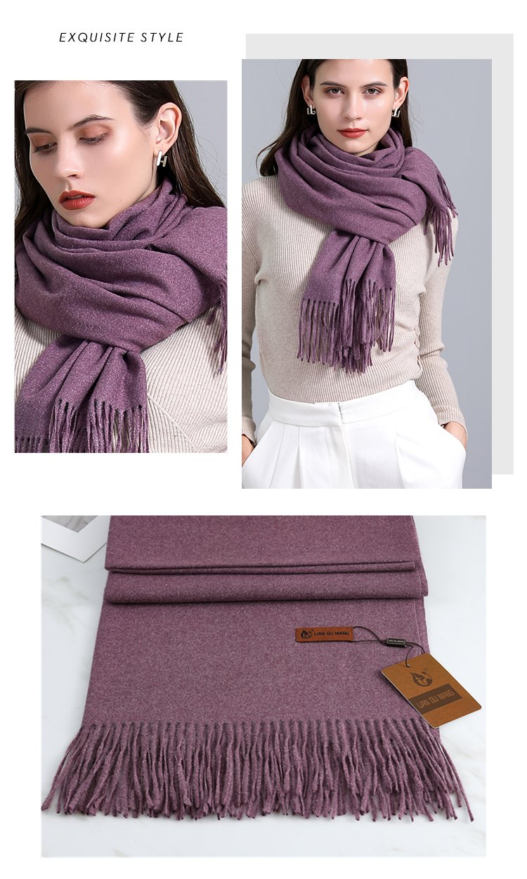 2022 Winter Cashmere Scarf Women Thick Warm Pashmina Shawls Wraps Solid Color Tassel Lady Blanket Echarpe Bufanda Hijab