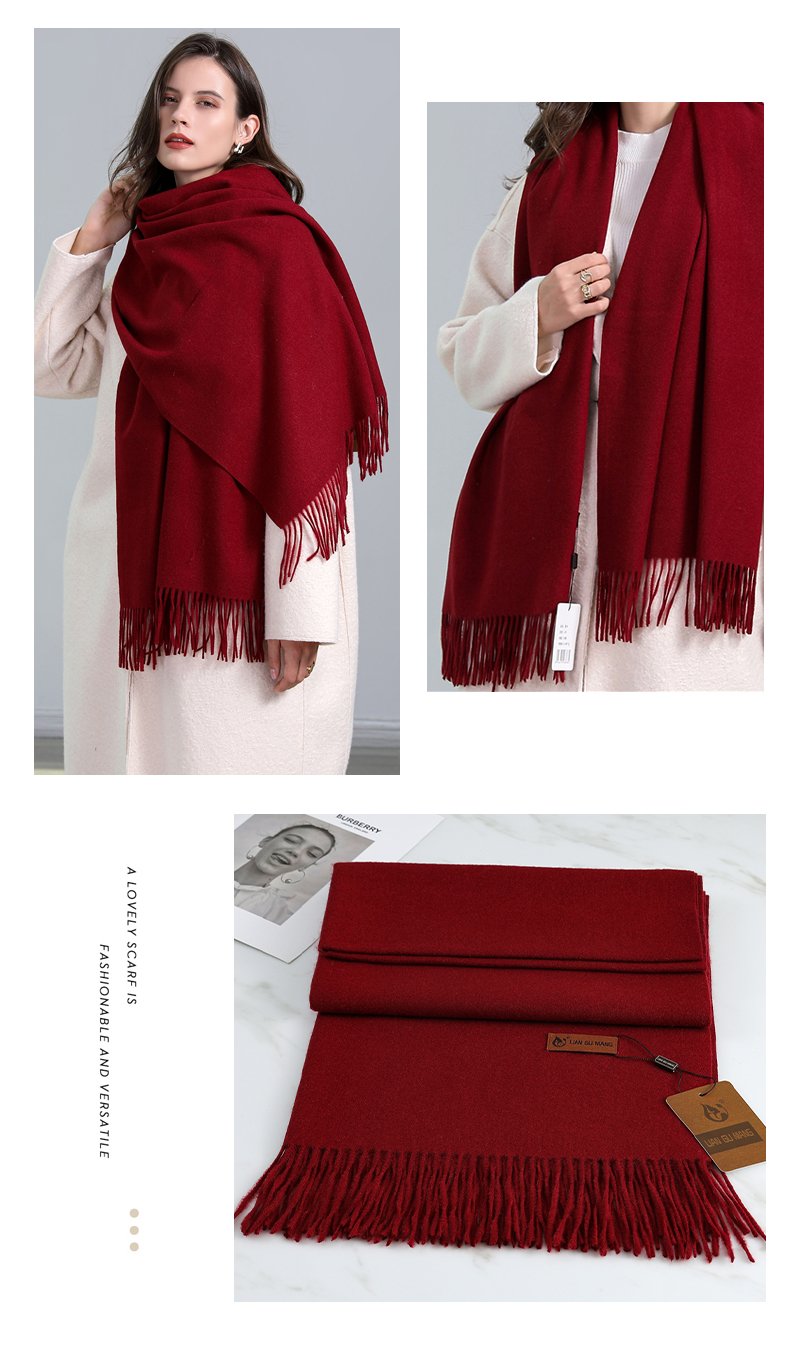 2022 Winter Cashmere Scarf Women Thick Warm Pashmina Shawls Wraps Solid Color Tassel Lady Blanket Echarpe Bufanda Hijab