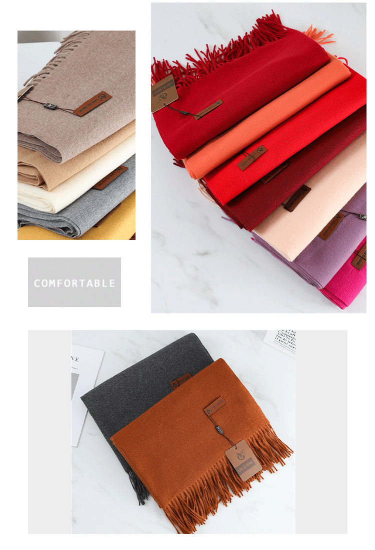 2022 Winter Cashmere Scarf Women Thick Warm Pashmina Shawls Wraps Solid Color Tassel Lady Blanket Echarpe Bufanda Hijab